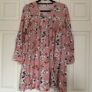 Emma Knudsen floral print pink bell sleeve dress